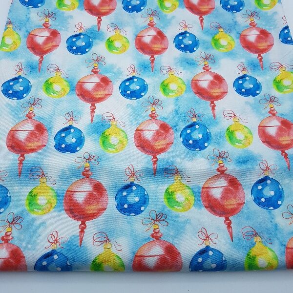 Cotone Palline di Natale Digital Print