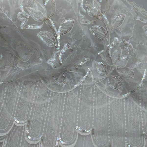 Tessuto Linea Sposa Bianco Ricamato