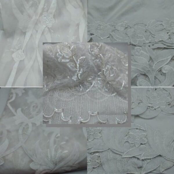Tessuto Linea Sposa Bianco Ricamato